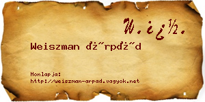 Weiszman Árpád névjegykártya